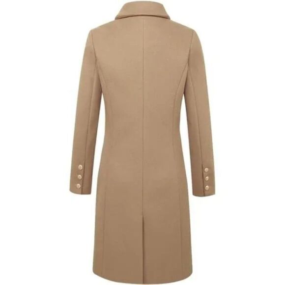 New Womens Winter Wool Coats Double Breasted Camel Long Elegant Coat - Picture 6 of 8